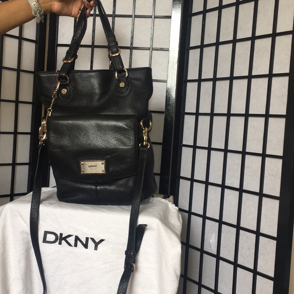 DKNY black leather bag